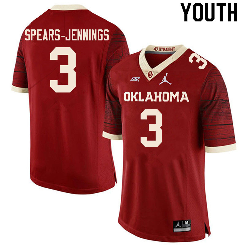 Youth #3 Robert Spears-Jennings Oklahoma Sooners College Football Jerseys Sale-Retro